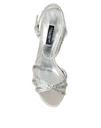Dolce & Gabbana Silver Viscose Crystal Heels Sandals Shoes