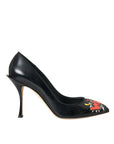 Dolce & Gabbana Black Leather WOW Patch Heels Pumps Shoes