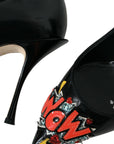 Dolce & Gabbana Black Leather WOW Patch Heels Pumps Shoes