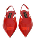 Dolce & Gabbana Red PVC Slingback Clear Flats Sandals Shoes