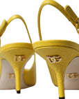 Dolce & Gabbana Yellow Leather Slingbacks Heels Shoes