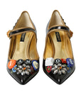 Dolce & Gabbana Black Leather Crystal Mary Jane Pumps Shoes