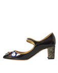 Dolce & Gabbana Black Leather Crystal Mary Jane Pumps Shoes