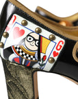 Dolce & Gabbana Black Leather Crystal Mary Jane Pumps Shoes