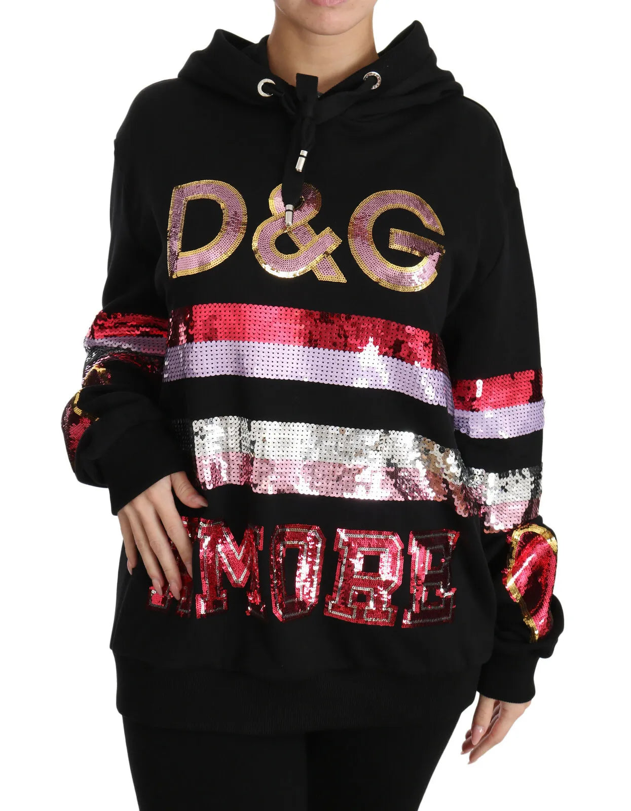 Dolce &amp; Gabbana DG Sequined Hooded Pullover Sweater