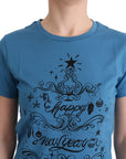 Dolce & Gabbana Chic Blue Cotton Tee with 2017 Print