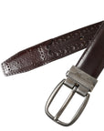 Dolce & Gabbana Dark Brown Perforated Leather Metal Buckle Belt Men
