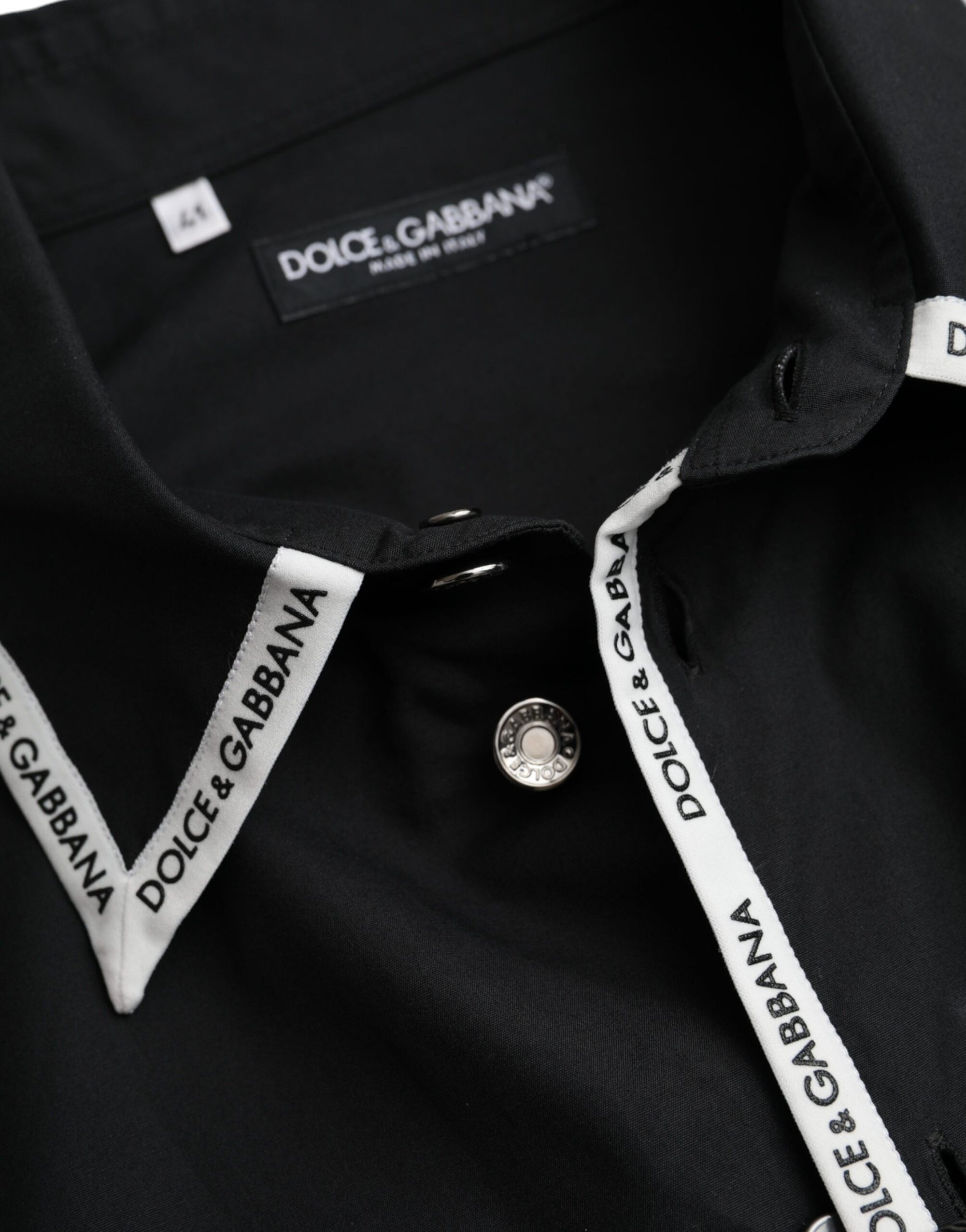 Dolce &amp; Gabbana Black Collared Long Sleeve Cotton Casual Shirt