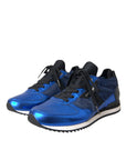 Dolce & Gabbana Blue Black Calf Hair Leather Sneakers Shoes