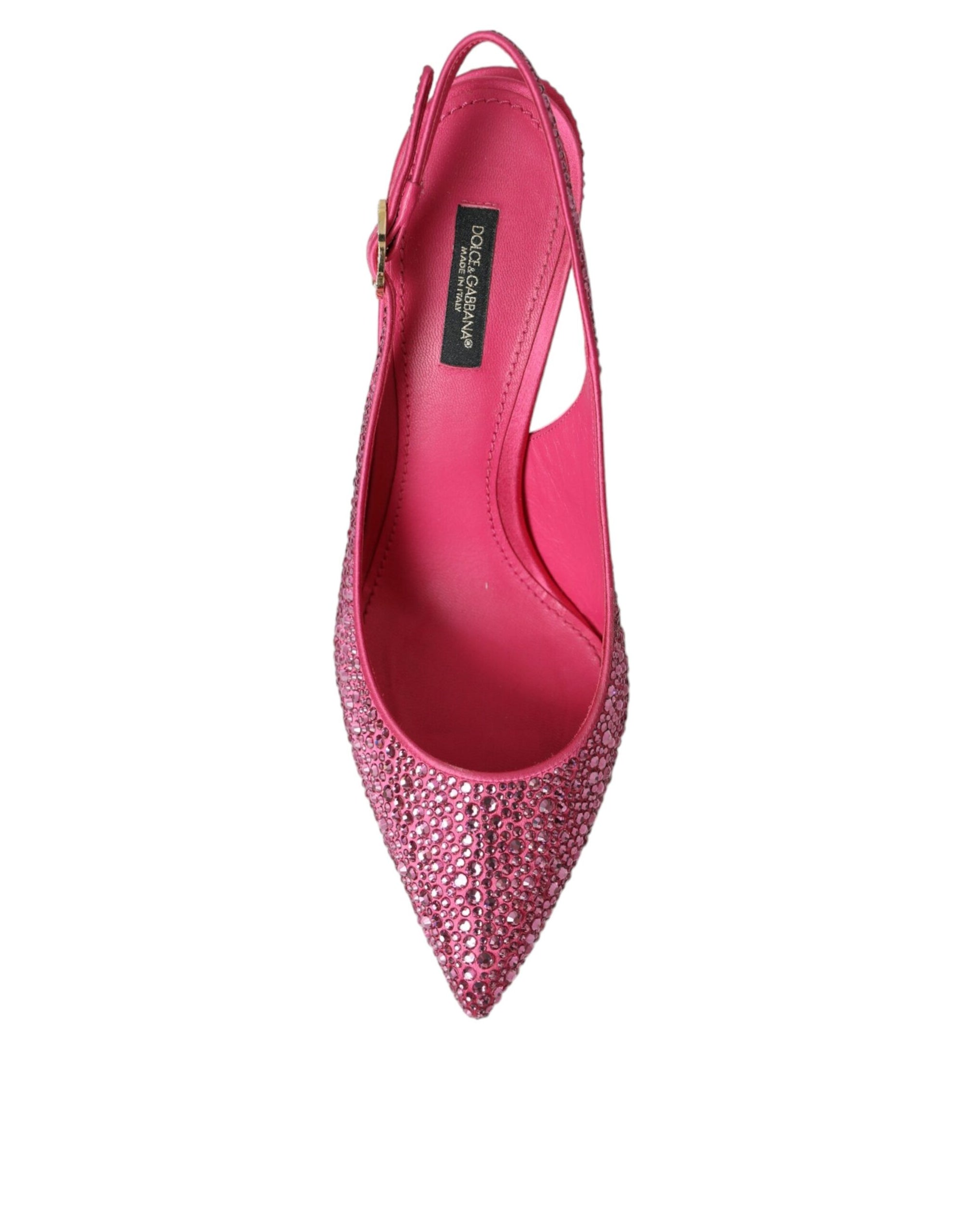Dolce &amp; Gabbana Pink Strass Crystal Heels Slingbacks Shoes