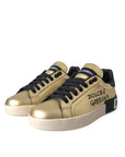Dolce & Gabbana Gold Portofino Calf Leather Sneakers Women Shoes