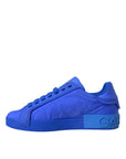 Dolce & Gabbana Blue Leather Fabric Low Top Sneakers Shoes