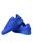 Dolce & Gabbana Blue Leather Fabric Low Top Sneakers Shoes