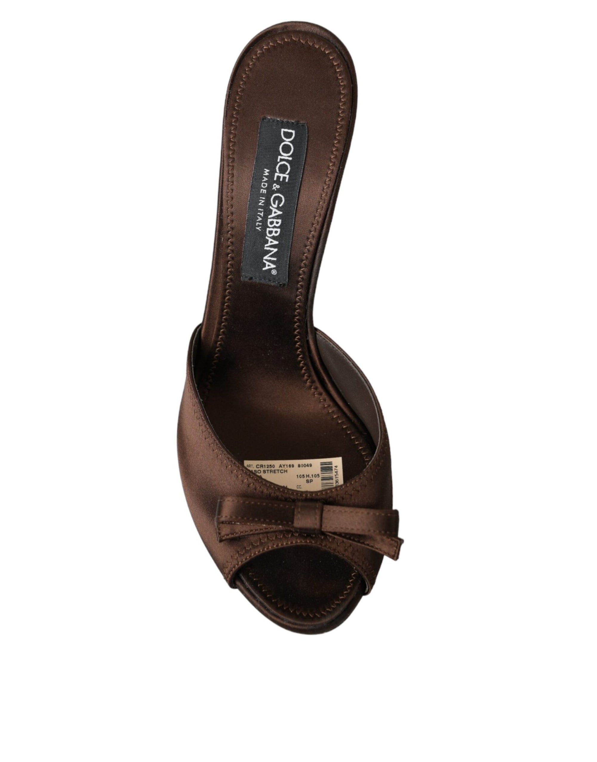 Dolce &amp; Gabbana Brown Suede Leather Slides Heels Sandals Shoes