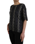 Dolce & Gabbana Black Key Castle Print Silk Blouse T-shirt