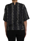 Dolce & Gabbana Black Key Castle Print Silk Blouse T-shirt