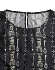 Dolce & Gabbana Black Key Castle Print Silk Blouse T-shirt