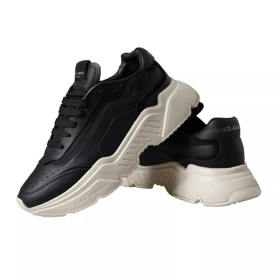Dolce &amp; Gabbana Black Leather DAYMASTER Mens Sneakers Shoes