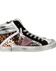 Philippe Model Elegant Gray Leather Sneakers with Sequin Details
