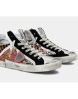 Philippe Model Elegant Gray Leather Sneakers with Sequin Details