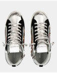 Philippe Model Elegant Gray Leather Sneakers with Sequin Details
