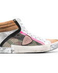 Philippe Model Army Green High-Top Sneakers with Leather Accents