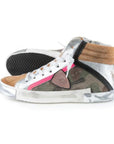 Philippe Model Army Green High-Top Sneakers with Leather Accents