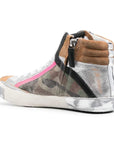 Philippe Model Army Green High-Top Sneakers with Leather Accents