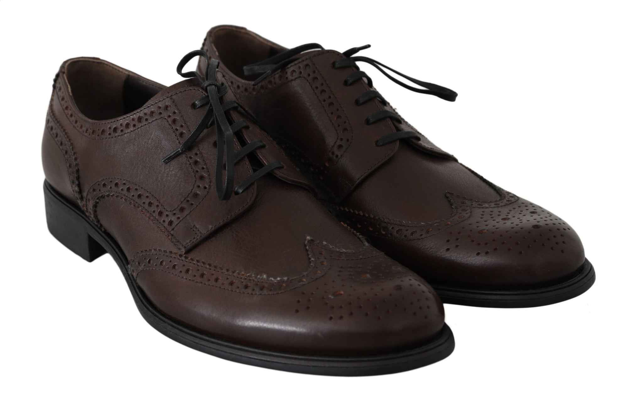 Dolce &amp; Gabbana Elegant Brown Leather Derby Brogues