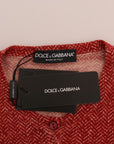 Dolce & Gabbana Red Wool Cardigan Sweater