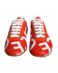 Dolce & Gabbana Red White Leather Logo Casual Sneakers Shoes