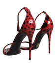 Dolce & Gabbana Red Leopard Leather Ankle Strap Keira Sandals Shoes