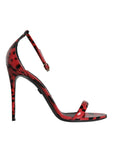 Dolce & Gabbana Red Leopard Leather Ankle Strap Keira Sandals Shoes