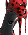 Dolce & Gabbana Red Leopard Leather Ankle Strap Keira Sandals Shoes