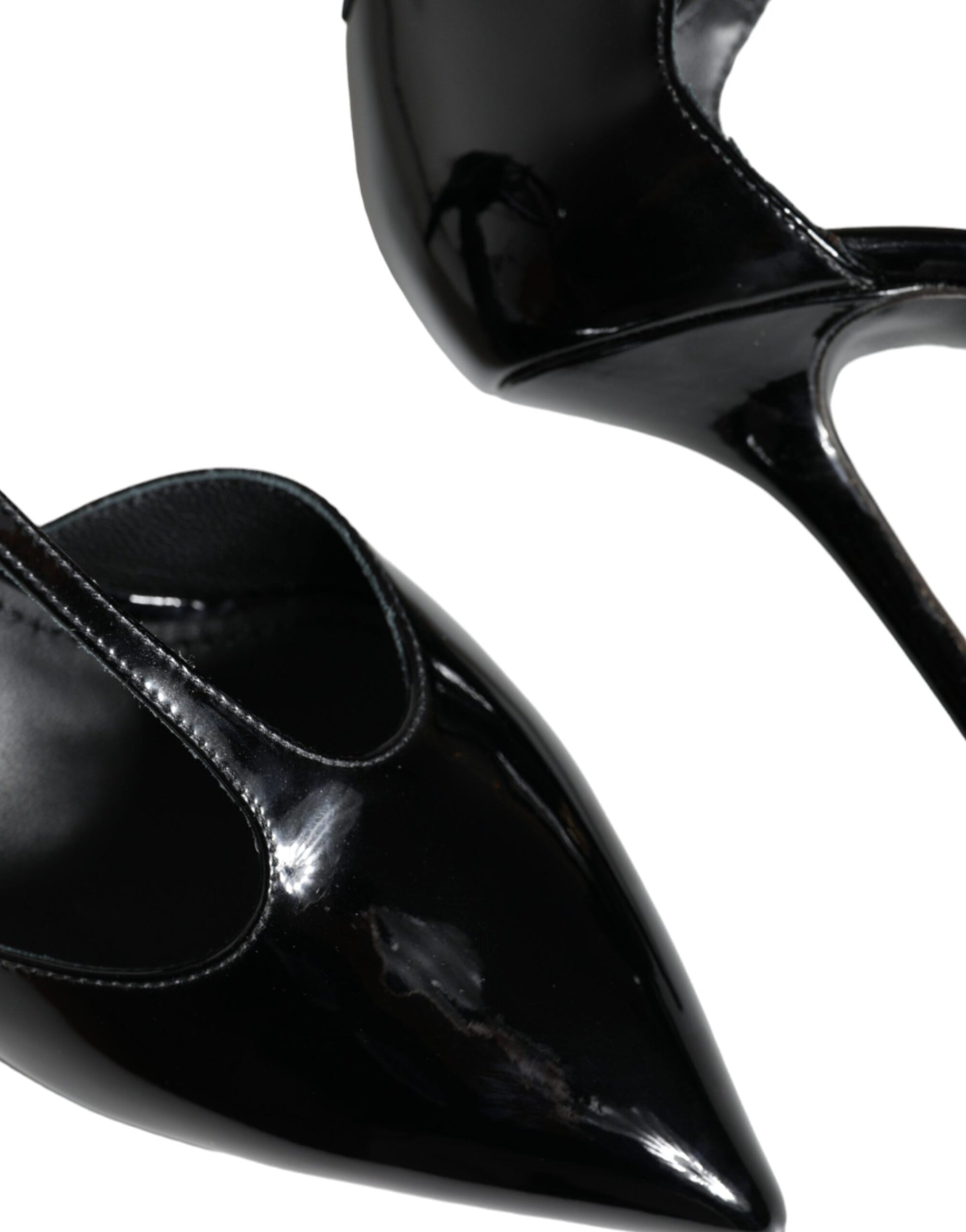 Dolce &amp; Gabbana Black Leather T-strap Stiletto High Heels Shoes