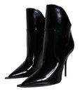 Dolce & Gabbana Black Patent Leather Pointed Ankle Boots Shoes