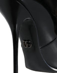 Dolce & Gabbana Black Patent Leather Pointed Ankle Boots Shoes