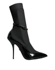 Dolce & Gabbana Black Leather Stilettos Booties Socks Shoes