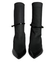 Dolce & Gabbana Black Leather Stilettos Booties Socks Shoes