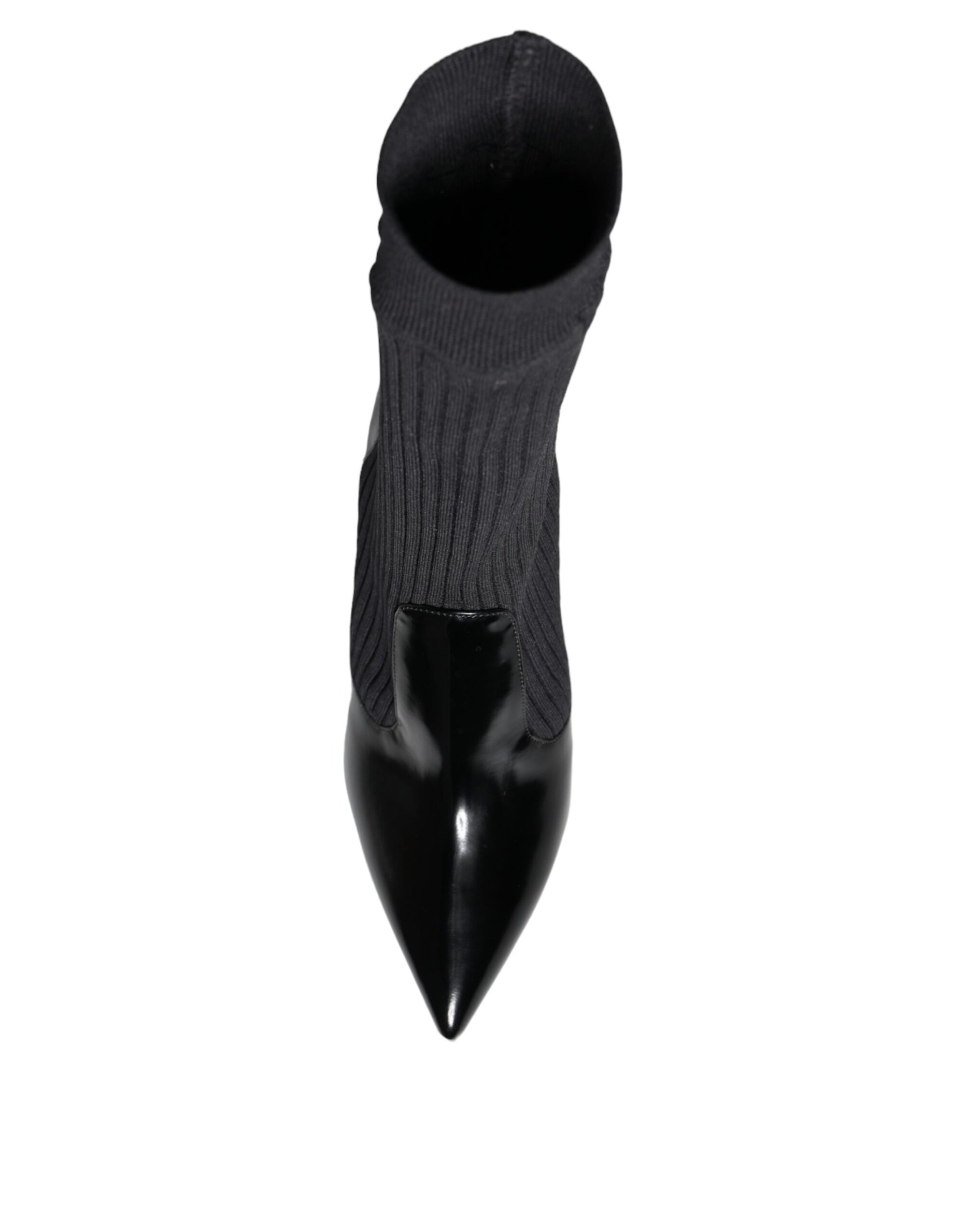 Dolce &amp; Gabbana Black Stretch Stilettos Booties Socks Shoes