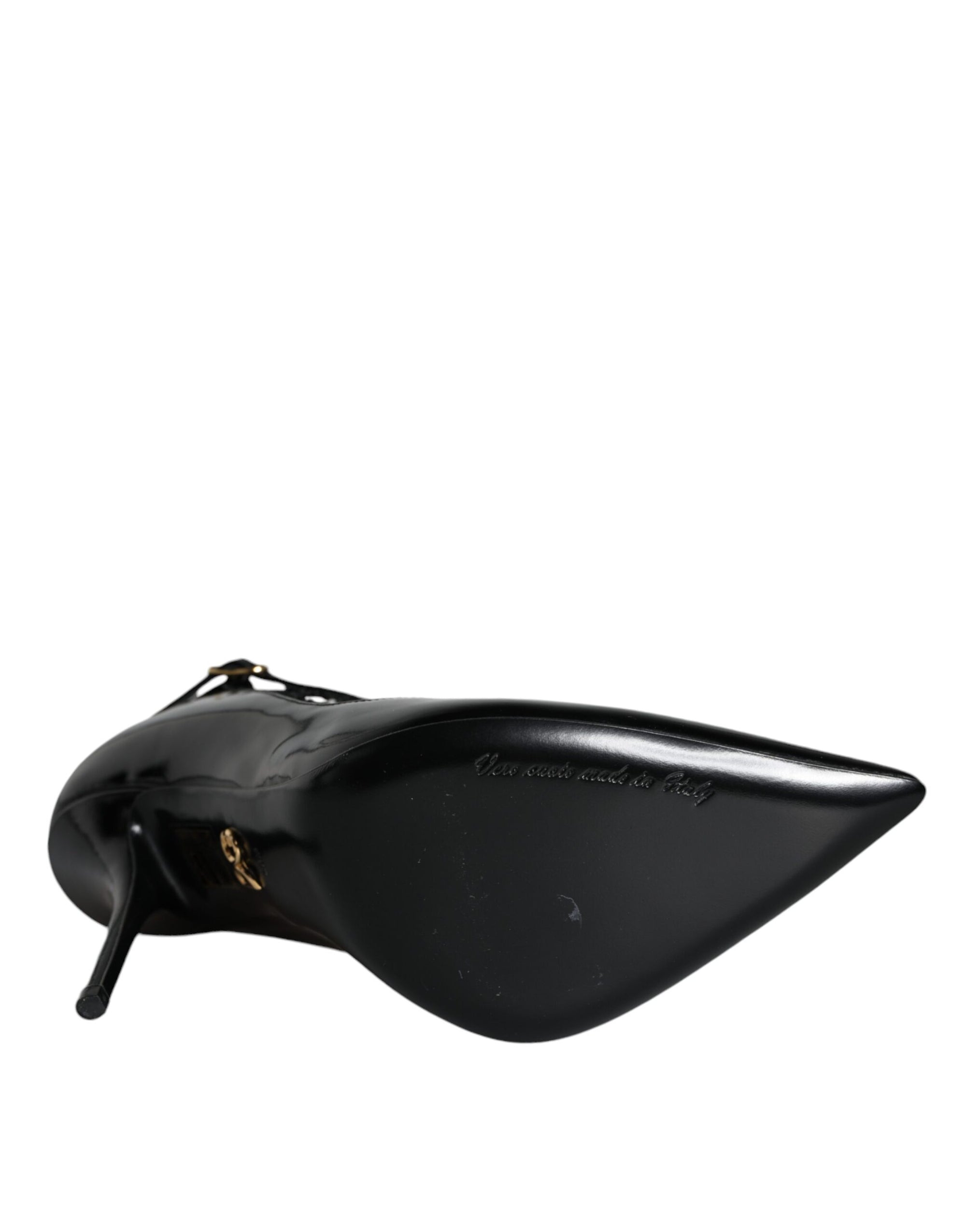 Dolce &amp; Gabbana Black Mesh Patent Leather Heels Pumps Shoes