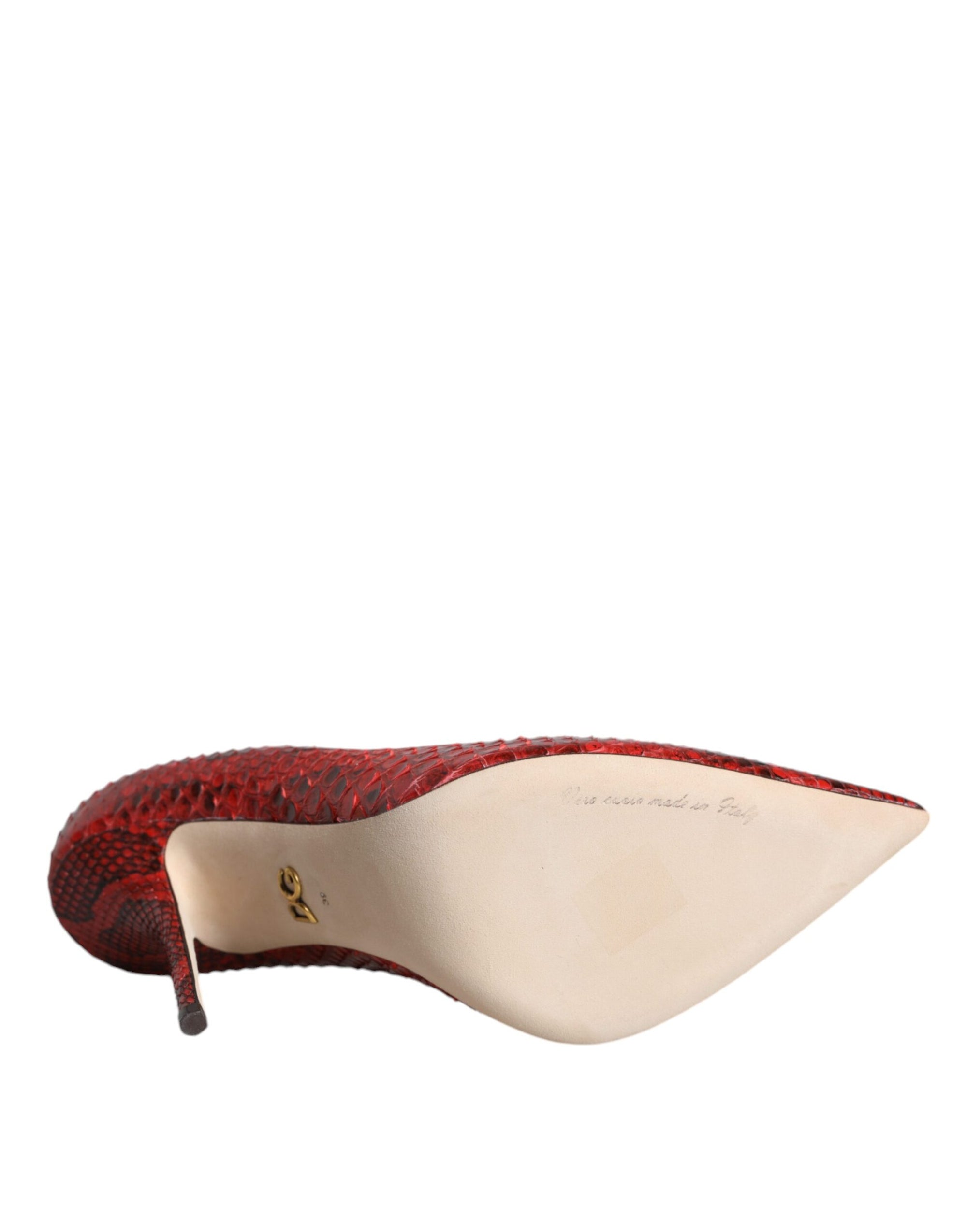 Dolce &amp; Gabbana Red Leather Stiletto High Heels Pumps Shoes