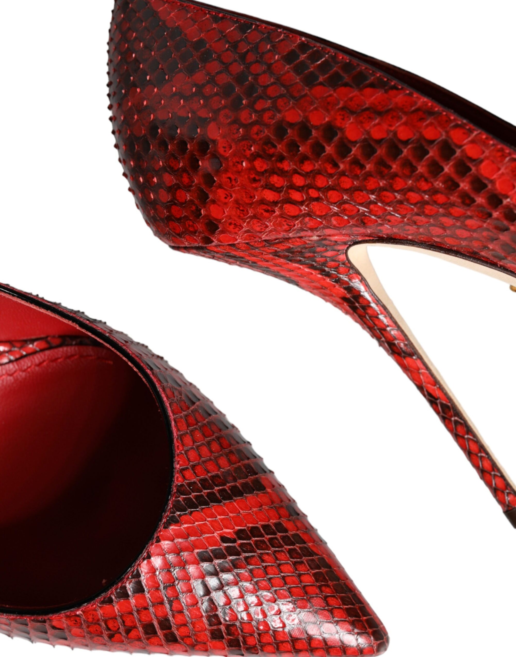 Dolce &amp; Gabbana Red Leather Stiletto High Heels Pumps Shoes
