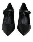 Dolce & Gabbana Black Leather Logo Heels Mary Janes Pumps Shoes