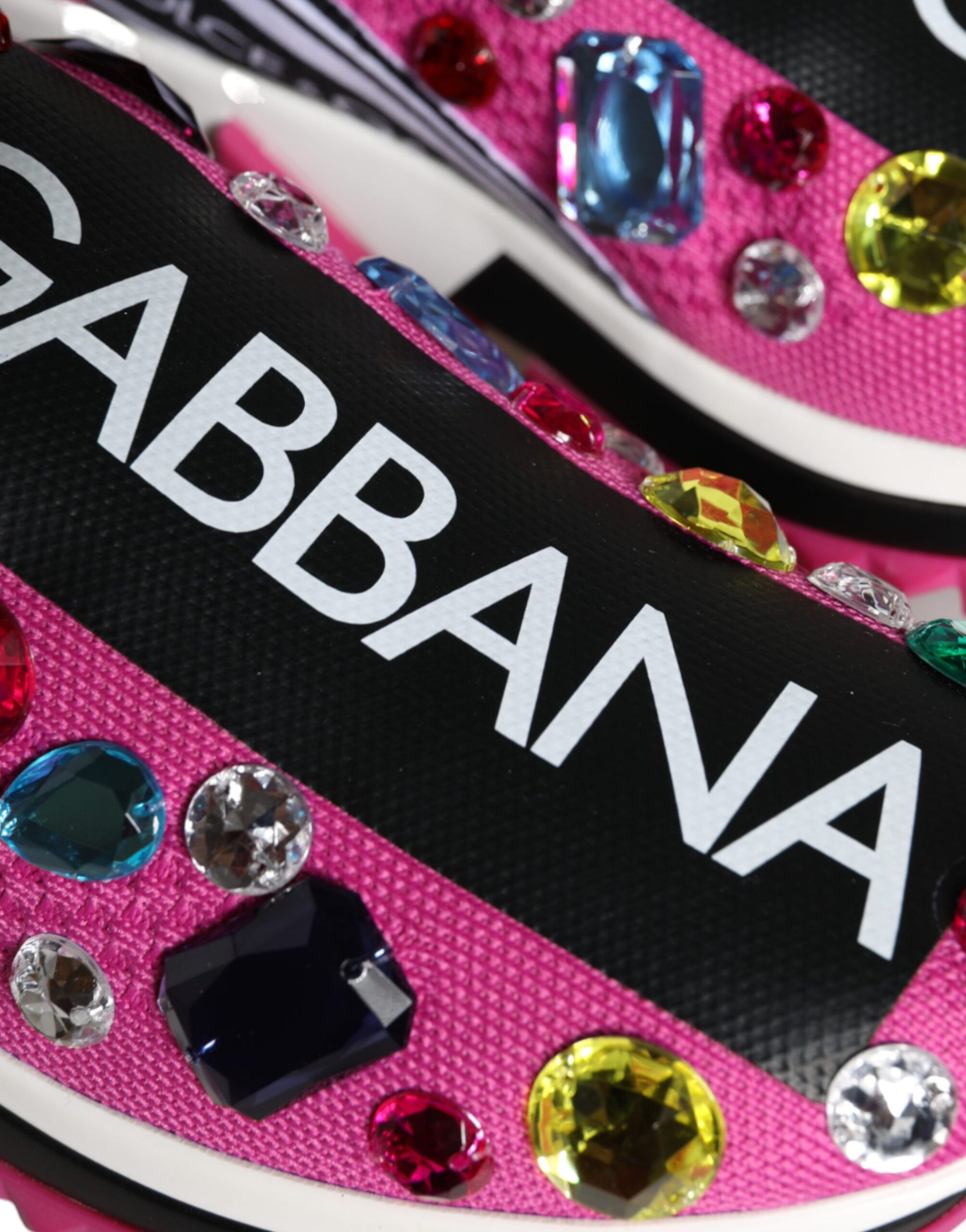 Dolce &amp; Gabbana Pink Sorrento Crystals Low Top Sneakers Shoes