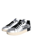 Dolce & Gabbana Silver Portofino Calf Leather Sneakers Shoes