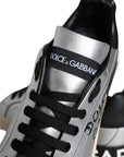 Dolce & Gabbana Silver Portofino Calf Leather Sneakers Shoes