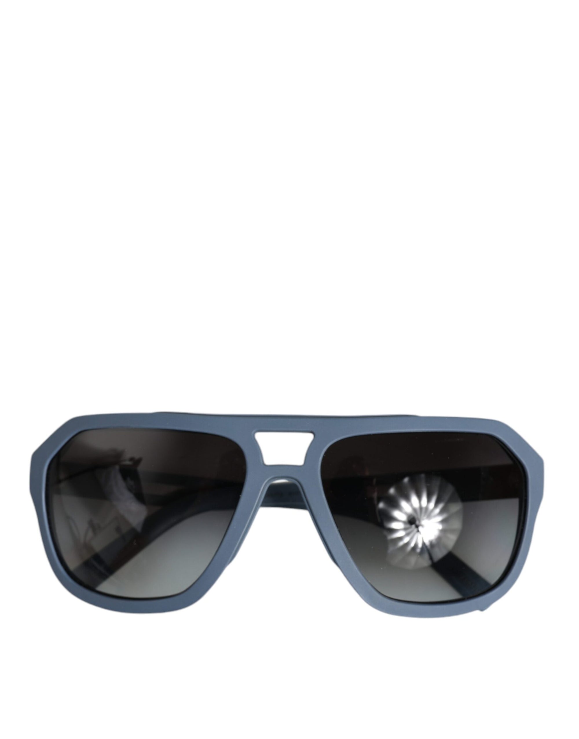Dolce &amp; Gabbana Blue Metal Frame Rubber Skin Polarized Mirror Lens Sunglasses
