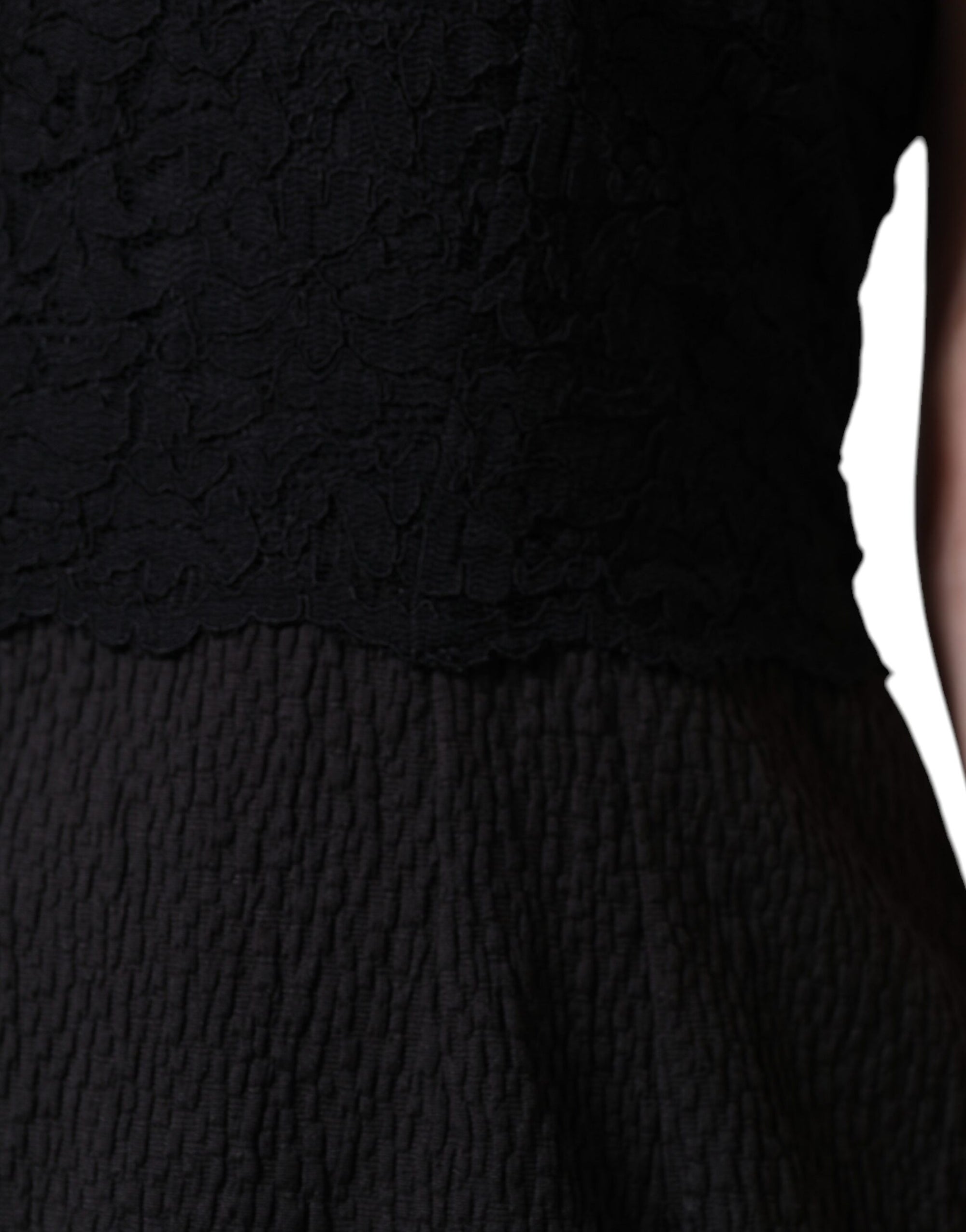 Dolce &amp; Gabbana Black Cotton Sheath Knee Length Dress