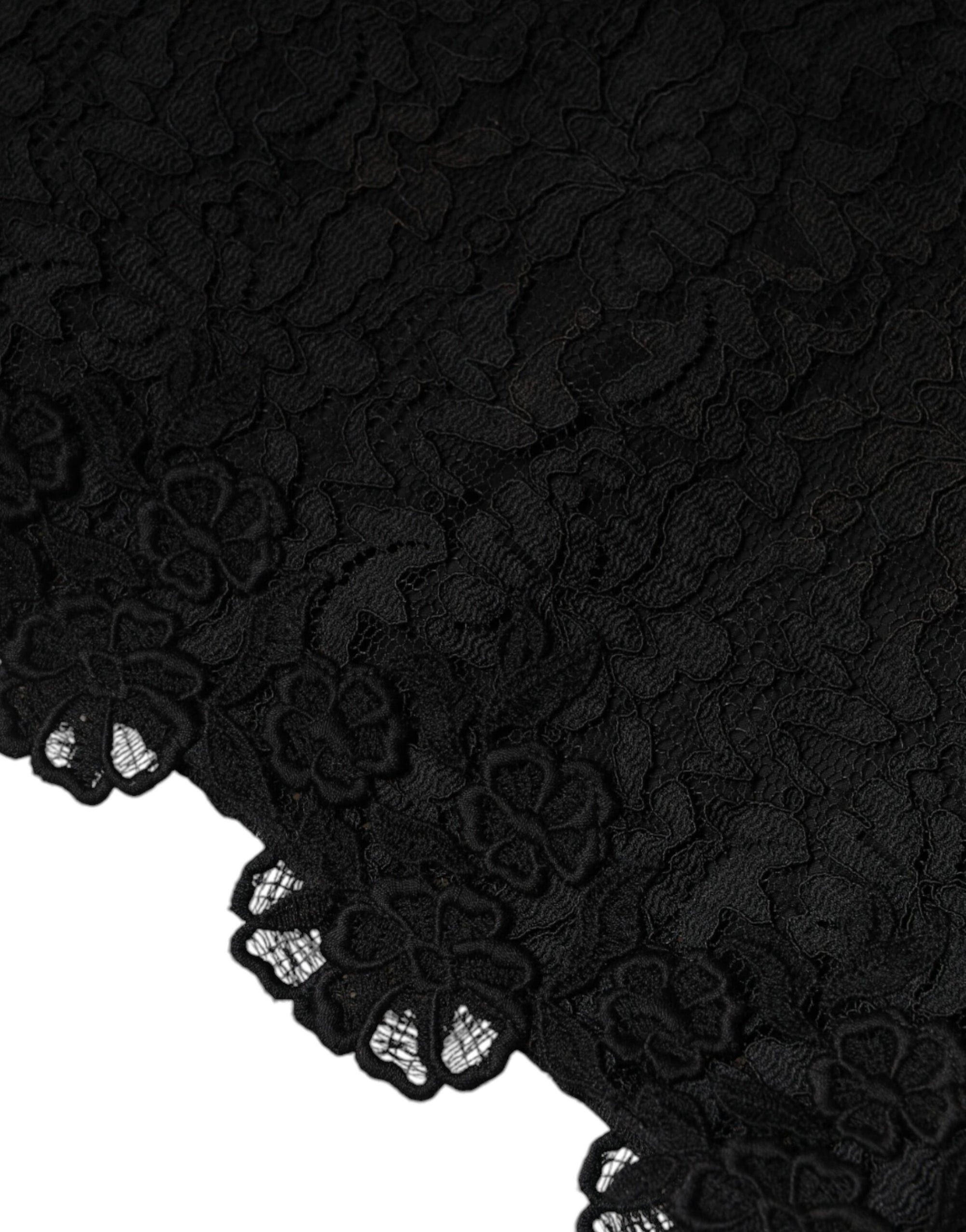 Dolce &amp; Gabbana Black Floral Lace Sheath Sleeveless Mini Dress